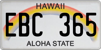 HI license plate EBC365