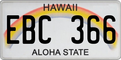 HI license plate EBC366