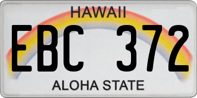HI license plate EBC372