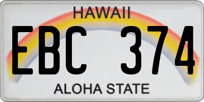 HI license plate EBC374