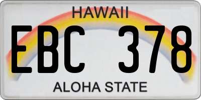 HI license plate EBC378