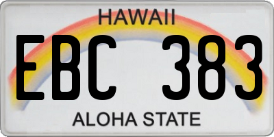 HI license plate EBC383