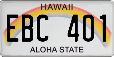 HI license plate EBC401