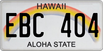 HI license plate EBC404