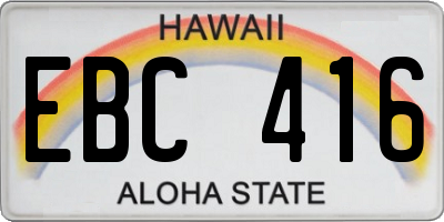 HI license plate EBC416
