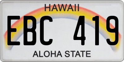 HI license plate EBC419