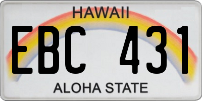 HI license plate EBC431