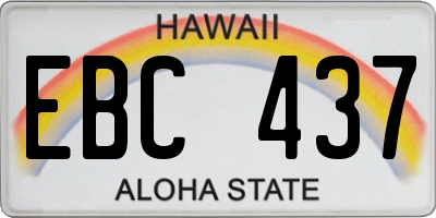 HI license plate EBC437