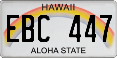 HI license plate EBC447