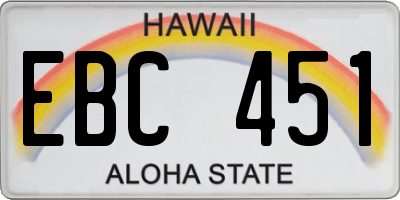 HI license plate EBC451