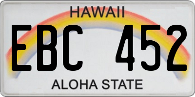 HI license plate EBC452