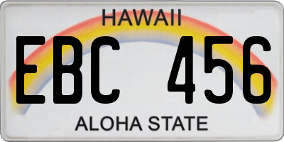 HI license plate EBC456