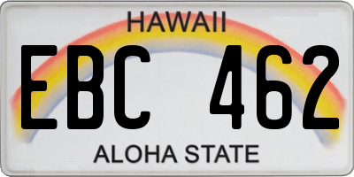 HI license plate EBC462
