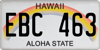 HI license plate EBC463
