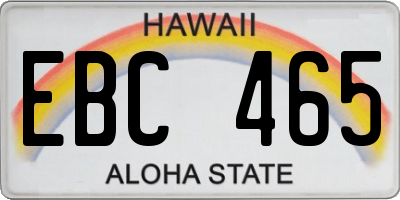 HI license plate EBC465