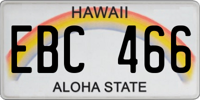 HI license plate EBC466