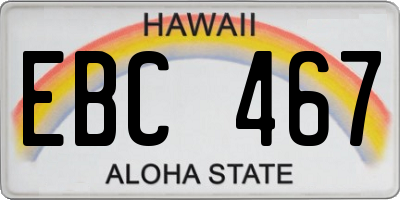 HI license plate EBC467