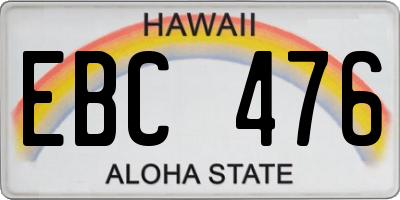 HI license plate EBC476