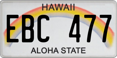 HI license plate EBC477
