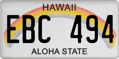 HI license plate EBC494