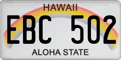 HI license plate EBC502