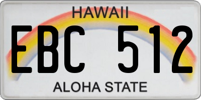 HI license plate EBC512