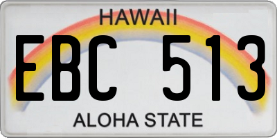 HI license plate EBC513