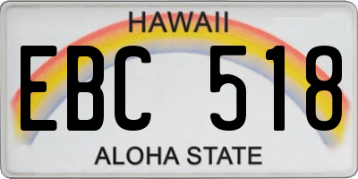 HI license plate EBC518