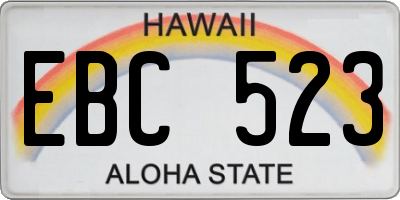 HI license plate EBC523