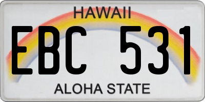 HI license plate EBC531