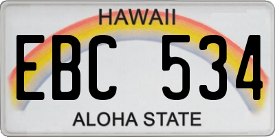 HI license plate EBC534
