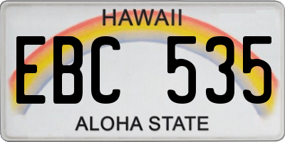 HI license plate EBC535