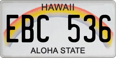 HI license plate EBC536