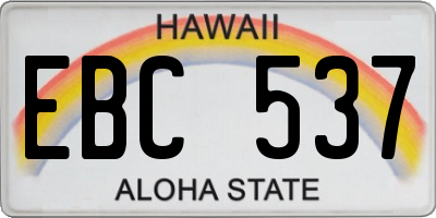 HI license plate EBC537