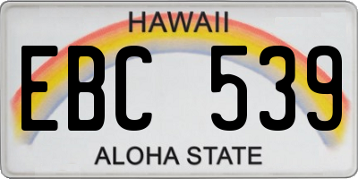 HI license plate EBC539