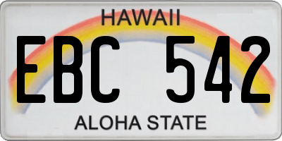 HI license plate EBC542