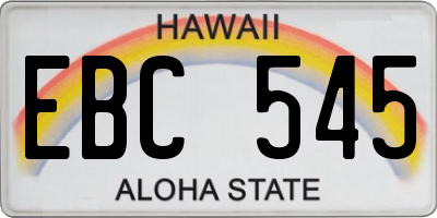 HI license plate EBC545