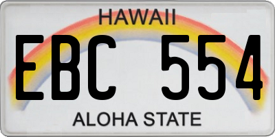 HI license plate EBC554