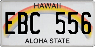 HI license plate EBC556