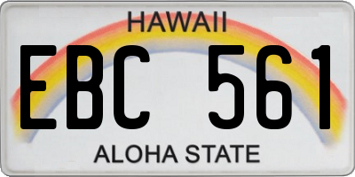 HI license plate EBC561