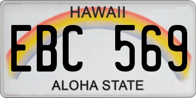 HI license plate EBC569