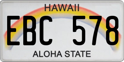 HI license plate EBC578