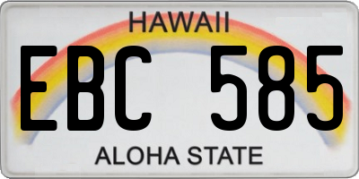 HI license plate EBC585