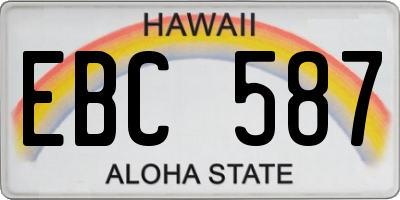 HI license plate EBC587