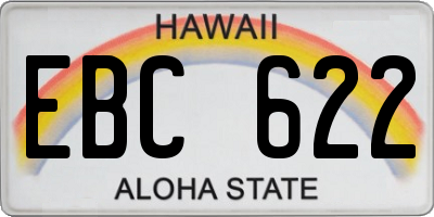 HI license plate EBC622