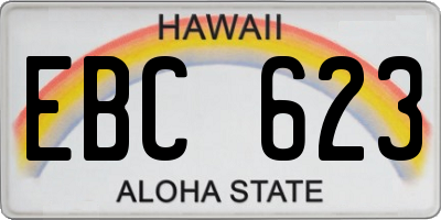 HI license plate EBC623