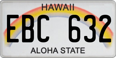 HI license plate EBC632