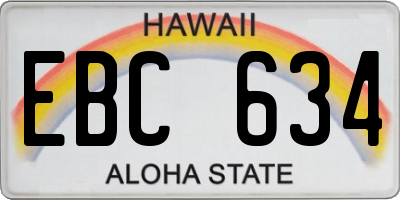 HI license plate EBC634