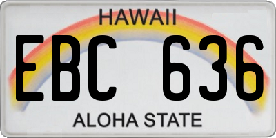 HI license plate EBC636