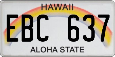 HI license plate EBC637